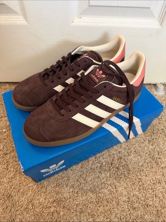 adidas Shoes - adidas Gazelle Womens Brown White Pink Suede Sneakers